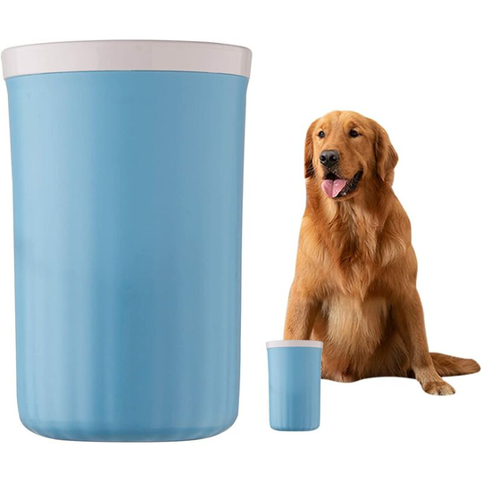 Dog Paw Cleaner, Portable 2 in 1 Pet Foot Washer, Cleaning Brush Cup, Non-Slip Soft Silicone Bristle Cup with Removes Dirt, Mud, Debris (Blue)