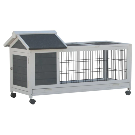 Flamingo Rabbit Hutch Honey Rustic 115 x 55 x 64.5cm Grey