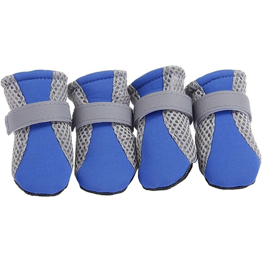 Dog boots 4 Pcs/set Pet Dog Rain ShoesDog Booties Rubber Waterproof Dog Cat Rain Shoes Autumn And Winter(blue,S)
