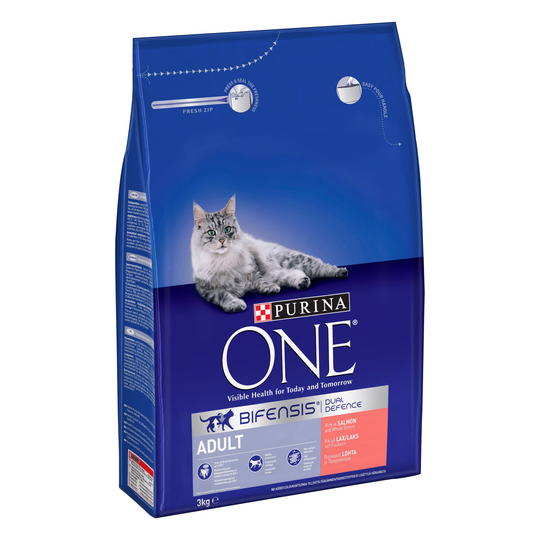 Purina ONE Adult Salmon & Whole Grains Dry Cat Food - 3kg