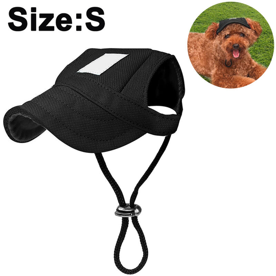 Dog Hat, Pet Baseball Cap/Dogs Sport Hat/Visor Cap with Ear Holes and Chin Strap for Dogs and Cats, s, black