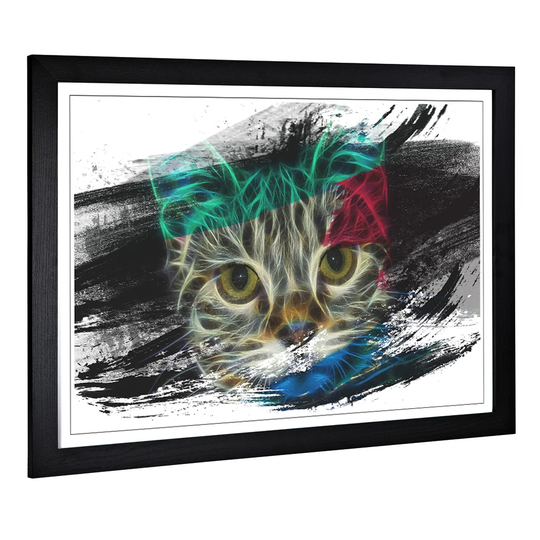 'Art Digital Cat' Framed Art Print