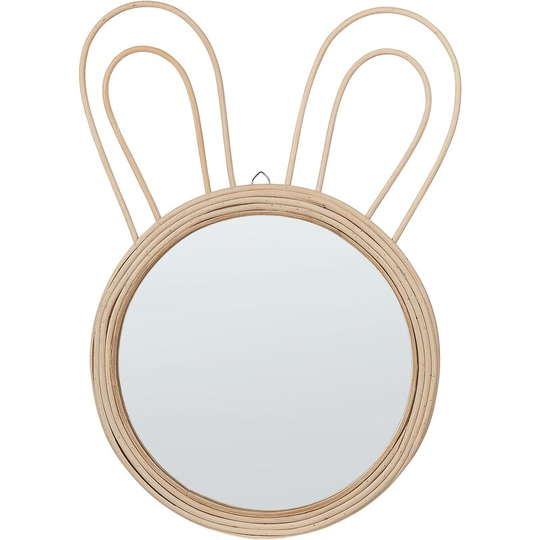 Wall Mirror Modern Boho Natural Decorative Rabbit Ears Round Rattan ø28cm Golong - Natural