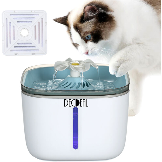 Lifcausal - 2L Automatic C-at Water Fountain Electric Pet Drinker Bowl Dispenser 2 Flowing Modes Indicator Pilot Lamp usb Powered Operated Portable