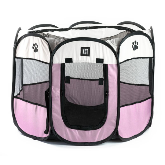 KCT - Portable Fabric Pet Play Pen Pink Medium - 90cm - Pink