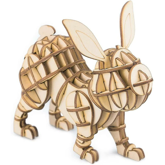 Build Your Own 3d Wooden Assembly Puzzle Wood Craft Kit Rabbit Model
