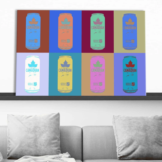Molson Canadian Cans Popart 2 by Jodi - Wrapped Canvas Graphic Art Print