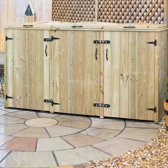 Hays Wooden Triple Bin Store 2x 240L 1x 180L