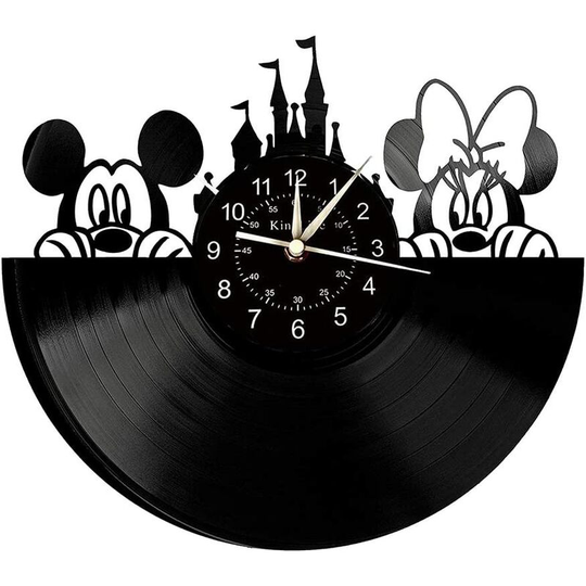 Thsinde - Vinyl Wall Clock, Mickey and Minnie Mouse Theme Wall Decoration Large Clocks, Mickey and Minnie Lovers Home Decoration Gifts,B