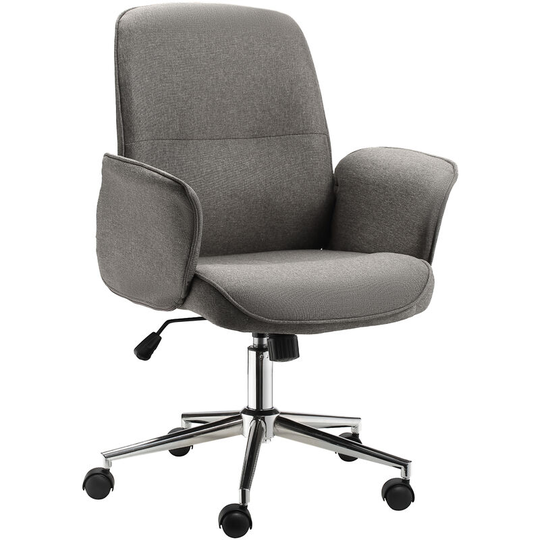 Executive Rocking Chair Office Chair Adjustable Mid Back w/Wheel Grey - Light Grey - Vinsetto