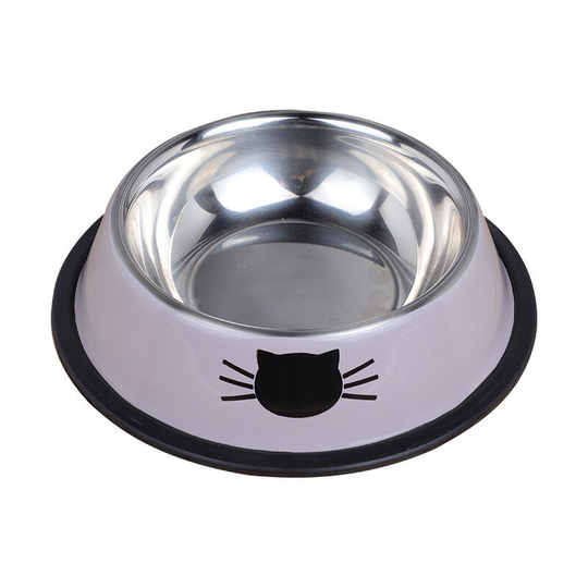 Non-Slip Base Stainless Steel Pet Bowl Dog Bowl Cat Bowl (Gray)