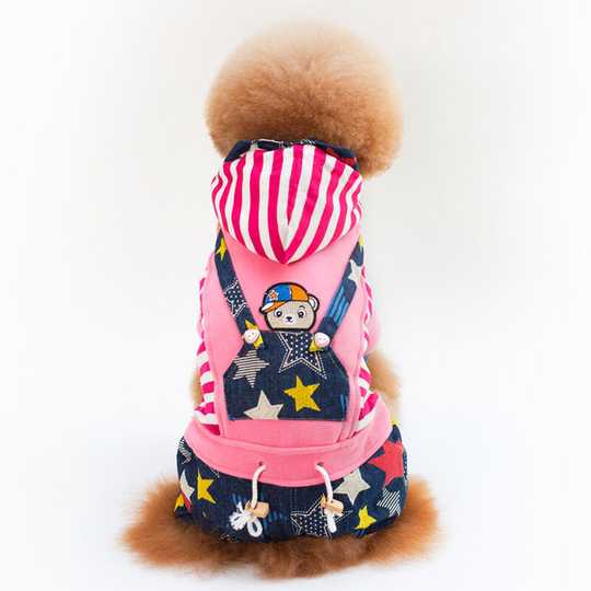 Autumn and winter new pet dog clothes cotton clothes dog clothing pentagram models star fan leap pet cotton coat m (chest 47', neck 37', back 28'