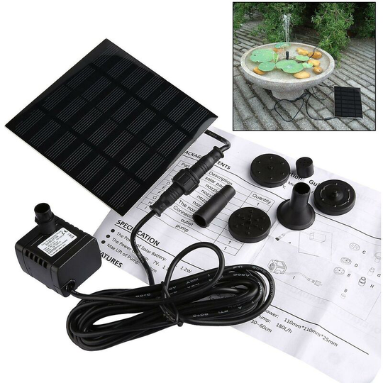 Outdoor Solar Fountain. 1.2w Solar Water Fountain. Outdoor Submersible Floating Solar Water Pump For Birdbath. Garden. Patio. Pond. Pool. Outdoor