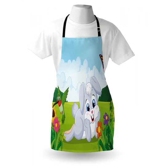 Rodent on the Grass Bee and Butterfly Birds Flowers Apron