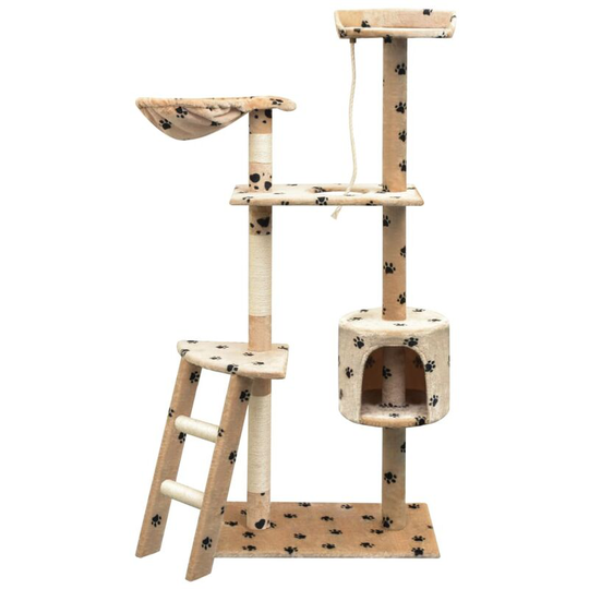 Cat Tree with Sisal Scratching Posts 150 cm Paw Prints Beige - Multicolour