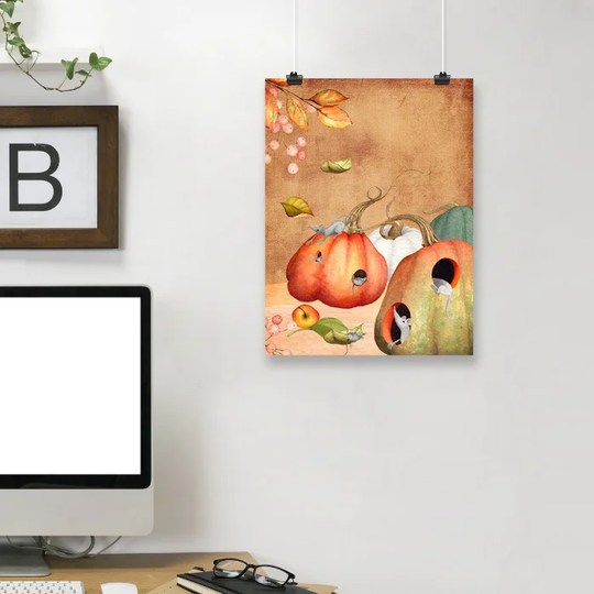 Autumn Harvest Thanksgiving Mouse - Unframed Graphic Art Print on Paper