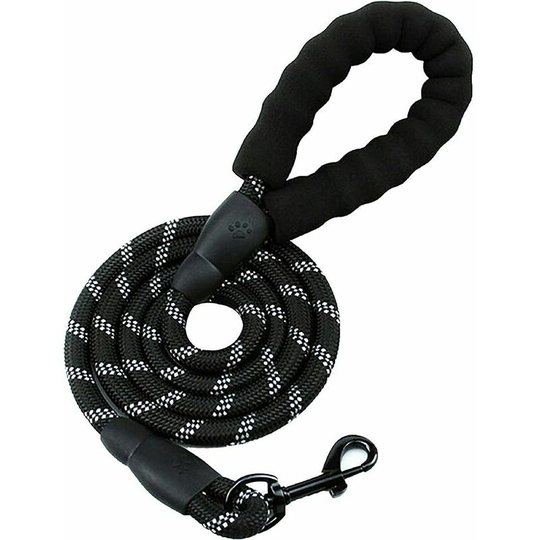 High Quality Strong Nylon Reflective Dog Leash 150cm for Large or Medium Dogs Suitable for Running Jogging Hiking (Black)