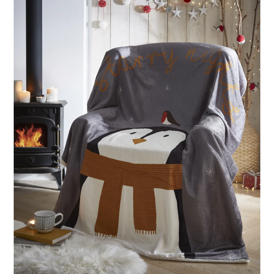 Deddo Ebern Designs Pengiun Sherpa Fleece Blanket