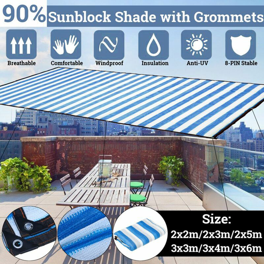 Blue+White Sunshade Orchid Net Garden uv Protection Anti-UV SunProof Net Sun Shade Net Cloth 90% Shading Rate (blue, 3x3m blue and white)