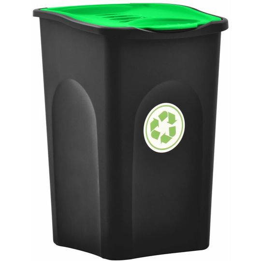Topdeal - Trash Bin with Hinged Lid 50L Black and Green FF147328_UK