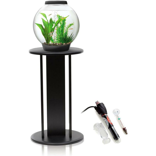 Biorb - Baby 15L Aquarium in Black with mcr led Lighting, Black Stand and Heater Pack