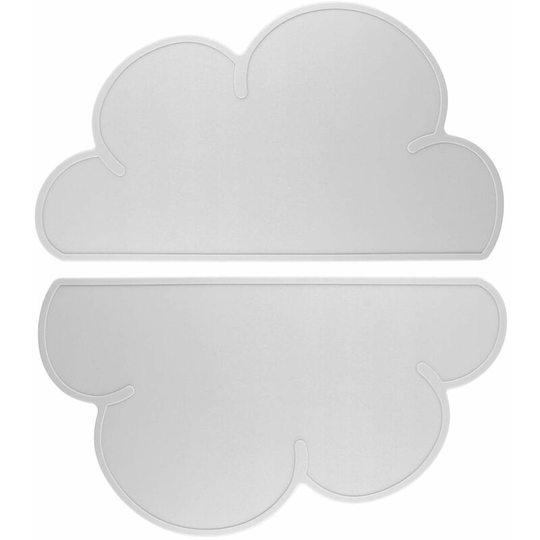 Monly - Kids Placemats, 2 pc Baby Silicone Cloud Tablemats, Non-Slip, Heat Resistant, Portable Feeding Plate Tray for Toddlers, Kids, Infant-Grey