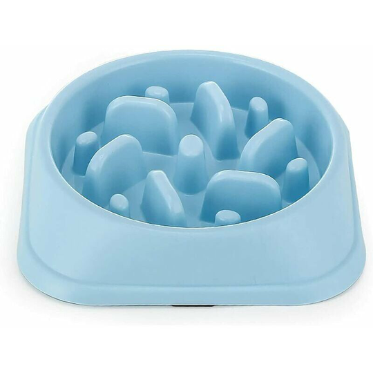 Anti Glutton Dog Bowl Slow Feeding Bowl with Non-Slip Base,Prolong Feeding Time to Prevent Various Diseases Caused by Fast Feeding (Blue)