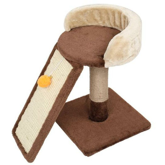 Cat Tree Tower with Scratching Board and Ladder - Brown