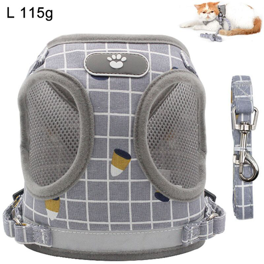 Devenirriche - Escape Proof Cat Harness and Leash Set for Medium and Large Kitten Kitties with Classic Plaid Pattern, Breathable and Soft for Outdoor