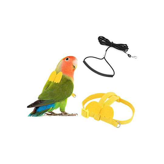 Rope Flight Training Adjust Nylon Rope Bird Harness and Pet Harness Rope Kit (Yellow Monk (l))