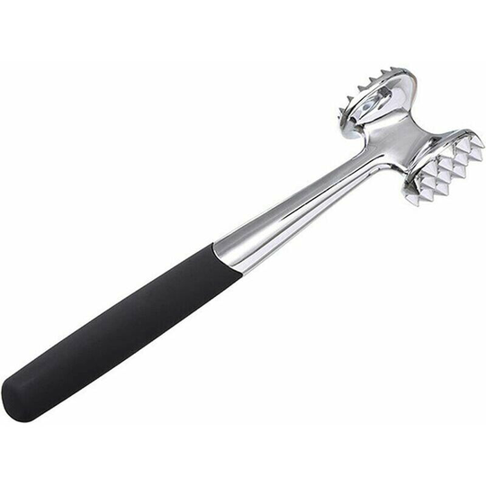 Bearsu - Stainless Steel Tenderizer Mallet, Heavy Duty Double Sided 14 Spikes and 34 Spikes, 22cm Heavy Duty Double Sided Hammer, Manual Tenderizer