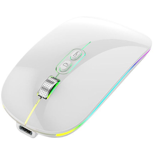 2.4G+BT5.1 Dual-mode Wireless Mouse Ergonomic Mouse 3-gear Adjustable DPI Built-in 500mAh Rechargeable Lithium Battery White