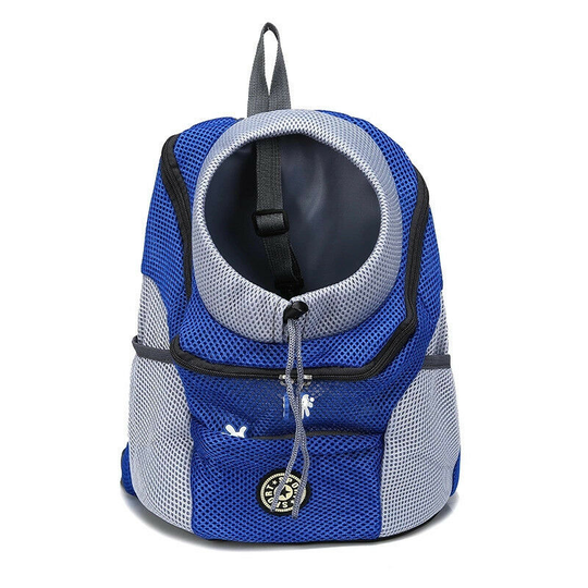 Muff - Pet Backpack Carrier for Small Dog Cat Puppy On-the-Go Travel Pet Front Back Air Permeable Bag Soft Mesh Pup Pack,Blue,XL