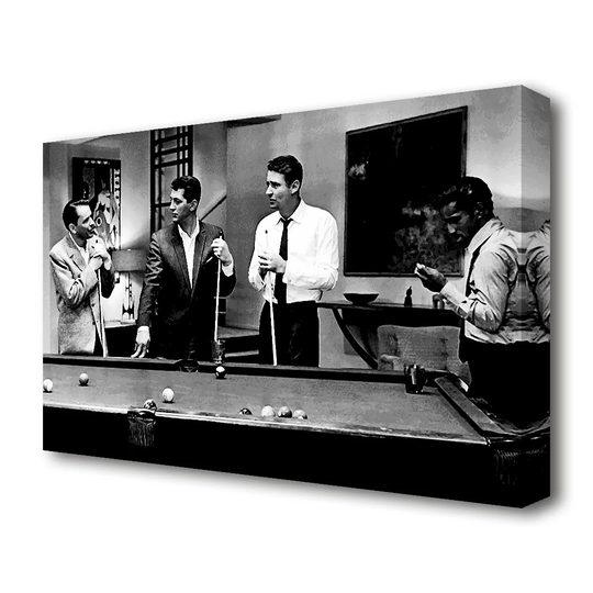 The Rat Pack 4 Playing Pool - Wrapped Canvas Photograph Print
