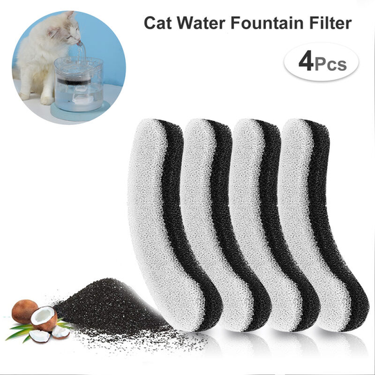 4pcs Filters for 61OZ/1.8L Transparent Cat Water Fountain Filters Pet Fountain Activated Carbon Filter Replacement Filter for Cat Fountain