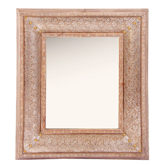 Wood Framed Wall Mounted Accent Mirror in Brown