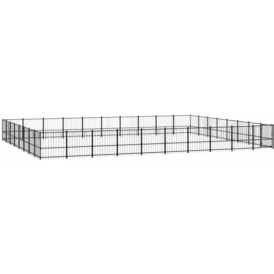 Outdoor Dog Kennel Steel 75.27 m² vidaXL - Black