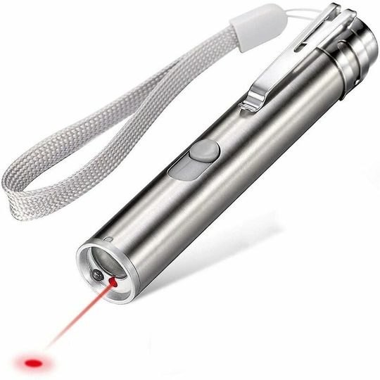 Qersta - Cat Laser Pointer Usb Rechargeable, Interactive Lazer Toy for Cat Dog, Pet Training Exercise Tracker Tool, 3 Mode - Red Light led Flashlight