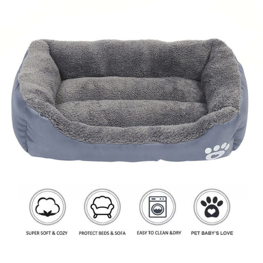 (Grey, M: (54X42cm)) Pet Dog Cat Bed Soft Warm Cushion Puppy Kennel Mat Blanket Washable