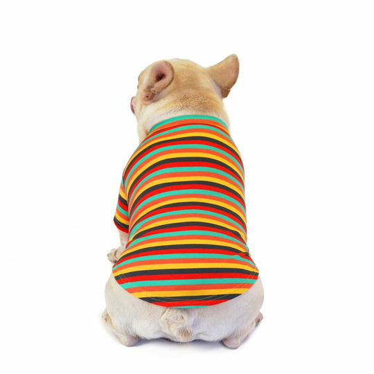 Pet T-Shirt Hundred striped dog pajamas knitted soft dog loungewear dog t-shirt , M (chest 39", neck 30", back 23" fit weight 5 lbs"), orange).