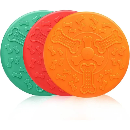 Dog Flying Disc 3 Pieces Rubber Flying Disc, 18.4cm Dog Frisbee, Dog Disc, Dog Disc, Dog Throwing Disc for Small, Medium and Large Dogs