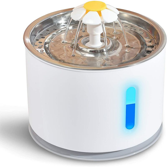 Cat Water Fountain with Water Level Window, Stainless Steel Cat Water Fountain with 3 Hygienic Filters, Pet Water Fountain with led Light