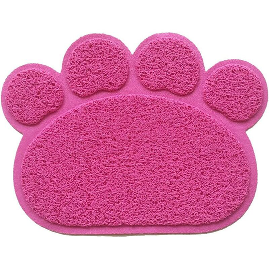 Pvc Pet Dog Cat Puppy Kitten Dish Bowl Food Water Placemat Mat Paw Shape (Rose)