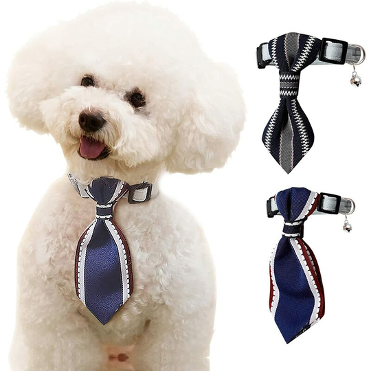 Dog Bell Collar with Bow Tie for Small Medium Dogs Cute Gentleman Adjustable Elastics Wedding Pet Accessories Fit Cat 3pcs