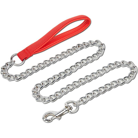 Solid Metal Dog Leash 120cm with Padded Handle Lead Classic Simple Soft Leash with Handle for Hiking Walking the Dog