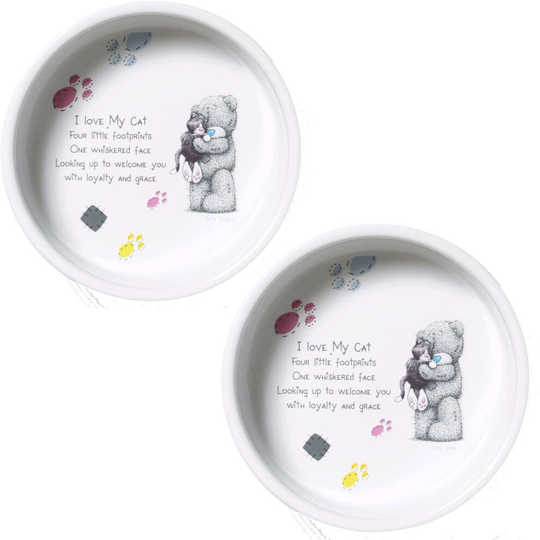 Me to You Ceramic Cat Bowl Microwave Dishwasher Safe Pet Dish Set of 2