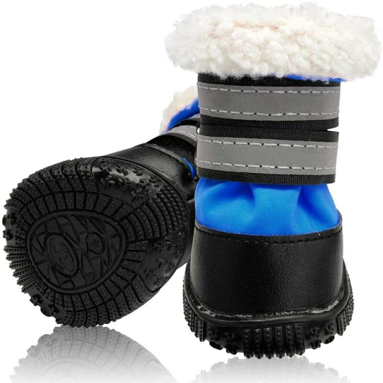 Winter Warm Dog Snow Boots Non-slip Cotton Reflective Pet Shoes for Small Medium Dogs Thick Dog Socks(3#) - Readcly