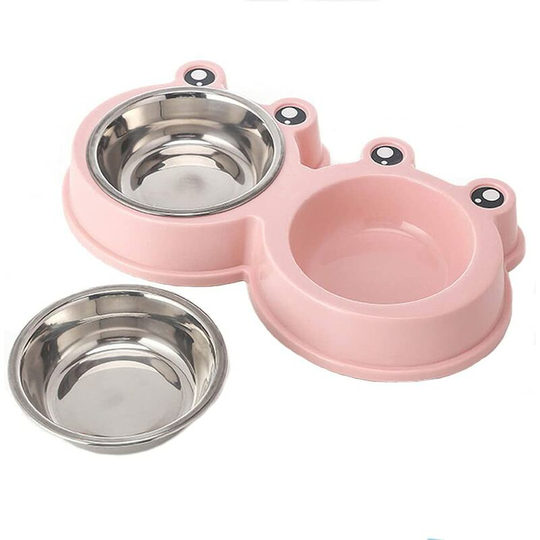 Monly - Double Cat Bowl, Non-Slip Dog and Cat Bowl, Removable Bowl for Cats and Dogs, Non-Slip Feeding Bowls, for Cat Puppies Hamsters Rabbits Small