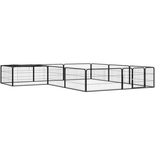 12-Panel Dog Playpen Black 100x50 cm Powder-coated Steel Vidaxl Black
