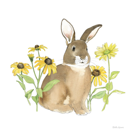 Wildflower Bunnies III Sq